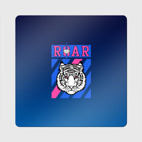 Магнит виниловый Квадрат с принтом Roar Tiger в Новосибирске, полимерный материал с магнитным слоем | размер 9*9 см, закругленные углы | Тематика изображения на принте: roar | большая кошка | полосатый | тигр | тигрица | хищник