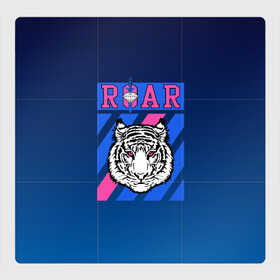 Магнитный плакат 3Х3 с принтом Roar Tiger в Новосибирске, Полимерный материал с магнитным слоем | 9 деталей размером 9*9 см | Тематика изображения на принте: roar | большая кошка | полосатый | тигр | тигрица | хищник