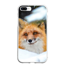 Чехол для iPhone 7Plus/8 Plus матовый с принтом Лисичка на сугробе в Новосибирске, Силикон | Область печати: задняя сторона чехла, без боковых панелей | fox | foxy | животное | звери | лиса | лисенок | лисичка | милая | рыжая | фокс