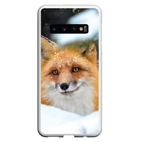 Чехол для Samsung Galaxy S10 с принтом Лисичка на сугробе в Новосибирске, Силикон | Область печати: задняя сторона чехла, без боковых панелей | fox | foxy | животное | звери | лиса | лисенок | лисичка | милая | рыжая | фокс