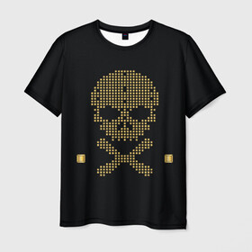 Мужская футболка 3D с принтом Пиратский через из золота в Новосибирске, 100% полиэфир | прямой крой, круглый вырез горловины, длина до линии бедер | hell | skull | ад | скелет | ужасы | череп | черепушка