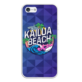 Чехол для iPhone 5/5S матовый с принтом KAILUA BEACH в Новосибирске, Силикон | Область печати: задняя сторона чехла, без боковых панелей | kailua | акула | закат | море | отдых | отпуск | пальмы | пляж