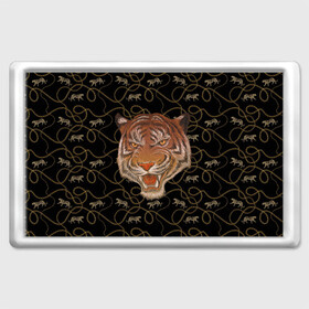 Магнит 45*70 с принтом Морда тигра в Новосибирске, Пластик | Размер: 78*52 мм; Размер печати: 70*45 | Тематика изображения на принте: большая кошка | полосатый | тигр | тигрица | хищник