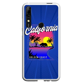 Чехол для Honor P Smart Z с принтом California golden coast в Новосибирске, Силикон | Область печати: задняя сторона чехла, без боковых панелей | california | golden coast | гризли | закат | калифорния | медведь | пальмы | природа