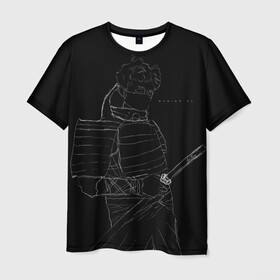 Мужская футболка 3D с принтом Наброски в Новосибирске, 100% полиэфир | прямой крой, круглый вырез горловины, длина до линии бедер | Тематика изображения на принте: design by | japan | japanse | lineart | аниме | арт | катана | меч | минимализм | набросок | самурай | солнце | япония