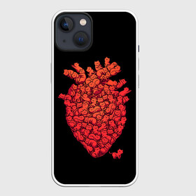 Чехол для iPhone 13 с принтом Сердце Из Котиков в Новосибирске,  |  | cat | cats | heart | kittens | love | meow | moore | red | кот | котики | котята | кошка | красный | лав | любовь | мур | мяу | сердечко | сердце