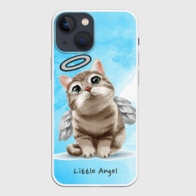 Чехол для iPhone 13 mini с принтом Little Angel в Новосибирске,  |  | ангел | арт | графика | животные | звери | кот | нимб