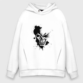 Мужское худи Oversize хлопок с принтом Skull  в Новосибирске, френч-терри — 70% хлопок, 30% полиэстер. Мягкий теплый начес внутри —100% хлопок | боковые карманы, эластичные манжеты и нижняя кромка, капюшон на магнитной кнопке | bone | bones | creepy | dead | death | halloween | horror | scary | skull | skulls | splash | the curse | голова | кости | ужасы | хоррор | череп