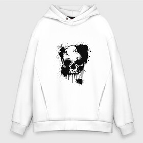 Мужское худи Oversize хлопок с принтом Skull  в Новосибирске, френч-терри — 70% хлопок, 30% полиэстер. Мягкий теплый начес внутри —100% хлопок | боковые карманы, эластичные манжеты и нижняя кромка, капюшон на магнитной кнопке | bone | bones | creepy | dead | death | halloween | horror | scary | skull | skulls | splash | the curse | голова | кости | ужасы | хоррор | череп