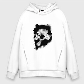 Мужское худи Oversize хлопок с принтом Skull  в Новосибирске, френч-терри — 70% хлопок, 30% полиэстер. Мягкий теплый начес внутри —100% хлопок | боковые карманы, эластичные манжеты и нижняя кромка, капюшон на магнитной кнопке | bone | bones | creepy | dead | death | halloween | horror | scary | skull | skulls | splash | the curse | голова | кости | ужасы | хоррор | череп