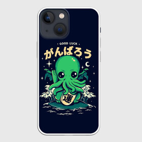 Чехол для iPhone 13 mini с принтом Cthulhu. Good Luck в Новосибирске,  |  | Тематика изображения на принте: ancient | azathoth | call | cthulhu | dagon | good | howard | hydra | lovecraft | luck | nyarlathotep | of | phillips | the | unknown | yog sothoth | азатот | гидра | говард | дагон | древний | зов | йог сотот | ктулху | лавкрафт | неведомый | ньярлатотеп