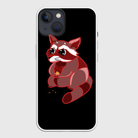 Чехол для iPhone 13 с принтом Сердитый енотик в Новосибирске,  |  | Тематика изображения на принте: еда | енот | животное | звери | печенька