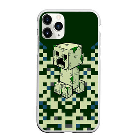 Чехол для iPhone 11 Pro матовый с принтом Minecraft Крипер в Новосибирске, Силикон |  | minecraft | блоки | виеоигры | зеленый человечек | инди игра | комуфляж | майнкрафт | пикселы