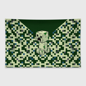 Флаг-баннер с принтом Minecraft Крипер в Новосибирске, 100% полиэстер | размер 67 х 109 см, плотность ткани — 95 г/м2; по краям флага есть четыре люверса для крепления | minecraft | блоки | виеоигры | зеленый человечек | инди игра | комуфляж | майнкрафт | пикселы