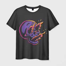 Мужская футболка 3D с принтом Гори Ясно в Новосибирске, 100% полиэфир | прямой крой, круглый вырез горловины, длина до линии бедер | вспышка | вспышки | жара | мертвец | огни | огонь | пожар | покойник | скелет | череп