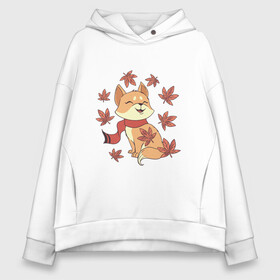 Женское худи Oversize хлопок с принтом Осенний милый котик и листопад в Новосибирске, френч-терри — 70% хлопок, 30% полиэстер. Мягкий теплый начес внутри —100% хлопок | боковые карманы, эластичные манжеты и нижняя кромка, капюшон на магнитной кнопке | art | autumn | cat | cats | cute | fall | kawaii | kitten | kitty | leaf fall | pussycat | арт | в шарфике | иллюстрация | кавайи | кавайный кот | клен | кленовые листья | котенок | коты | котята | листья | милота | осень | рисунок | рыжий ко
