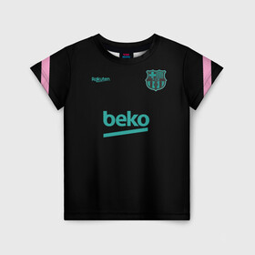 Детская футболка 3D с принтом FC Barcelona | Training shirt (2021/22) в Новосибирске, 100% гипоаллергенный полиэфир | прямой крой, круглый вырез горловины, длина до линии бедер, чуть спущенное плечо, ткань немного тянется | Тематика изображения на принте: 0x000000123 | barca | barcelona | elclasico | la liga | messi | pre match | барса | барселона | классико | месси