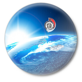 Значок с принтом Юрий Гагарин Планета Земля в Новосибирске,  металл | круглая форма, металлическая застежка в виде булавки | gagarin | гагарин | день космонавтики | космонавтика | космос | с гагариным | хорошего качества | юрий