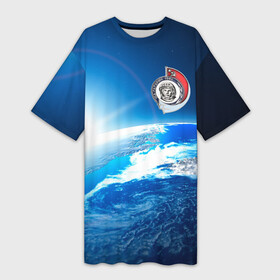Платье-футболка 3D с принтом Юрий Гагарин Планета Земля в Новосибирске,  |  | gagarin | гагарин | день космонавтики | космонавтика | космос | с гагариным | хорошего качества | юрий