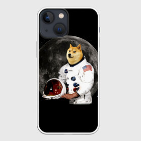 Чехол для iPhone 13 mini с принтом Доги Космонавт в Новосибирске,  |  | doge | earth | mars | meme | moon | nasa | space | star | usa | америка | гагарин | доги | животные | звезда | земля | корги | космонавт | космос | луна | марс | мем | наса | планета | прикол | собака | сша | флаг