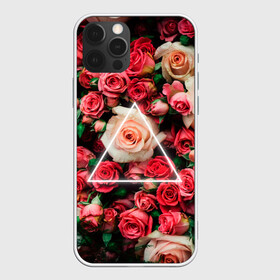 Чехол для iPhone 12 Pro с принтом ROSE NEON | РОЗЫ НЕОН в Новосибирске, силикон | область печати: задняя сторона чехла, без боковых панелей | rose | женская | любовь | молодежь | мужская | неон | розы | свобода