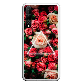 Чехол для Honor P30 с принтом ROSE NEON | РОЗЫ НЕОН в Новосибирске, Силикон | Область печати: задняя сторона чехла, без боковых панелей | rose | женская | любовь | молодежь | мужская | неон | розы | свобода