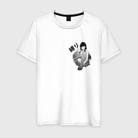 Мужская футболка хлопок с принтом Shibari в Новосибирске, 100% хлопок | прямой крой, круглый вырез горловины, длина до линии бедер, слегка спущенное плечо. | Тематика изображения на принте: ahegao | anime | bandage | shibari | аниме | ахегао | бандаж | тян | шибари