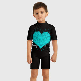 Детский купальный костюм 3D с принтом стук сердца в Новосибирске, Полиэстер 85%, Спандекс 15% | застежка на молнии на спине | Тематика изображения на принте: в ритме сердца | геометрическое сердце | горячее сердце | огненное сердце | сердце
