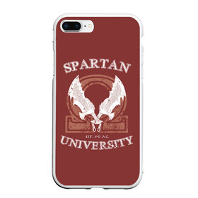 Чехол для iPhone 7Plus/8 Plus матовый с принтом Spartan University в Новосибирске, Силикон | Область печати: задняя сторона чехла, без боковых панелей | gad of war | game | games | god of war | god of wor | spartan | бог войны | игра | игры | кратос | спартанец