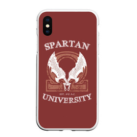 Чехол для iPhone XS Max матовый с принтом Spartan University в Новосибирске, Силикон | Область печати: задняя сторона чехла, без боковых панелей | gad of war | game | games | god of war | god of wor | spartan | бог войны | игра | игры | кратос | спартанец