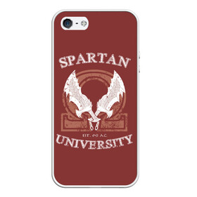 Чехол для iPhone 5/5S матовый с принтом Spartan University в Новосибирске, Силикон | Область печати: задняя сторона чехла, без боковых панелей | gad of war | game | games | god of war | god of wor | spartan | бог войны | игра | игры | кратос | спартанец