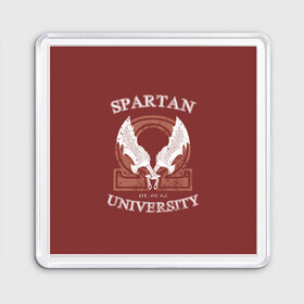 Магнит 55*55 с принтом Spartan University в Новосибирске, Пластик | Размер: 65*65 мм; Размер печати: 55*55 мм | gad of war | game | games | god of war | god of wor | spartan | бог войны | игра | игры | кратос | спартанец