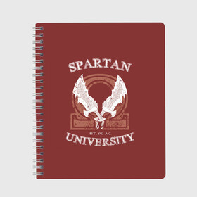 Тетрадь с принтом Spartan University в Новосибирске, 100% бумага | 48 листов, плотность листов — 60 г/м2, плотность картонной обложки — 250 г/м2. Листы скреплены сбоку удобной пружинной спиралью. Уголки страниц и обложки скругленные. Цвет линий — светло-серый
 | gad of war | game | games | god of war | god of wor | spartan | бог войны | игра | игры | кратос | спартанец