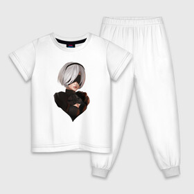 Детская пижама хлопок с принтом Nier Automata в Новосибирске, 100% хлопок |  брюки и футболка прямого кроя, без карманов, на брюках мягкая резинка на поясе и по низу штанин
 | nier automata | waifu | вайфу | нир аутомата
