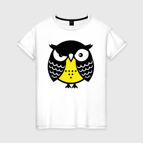 Женская футболка хлопок с принтом Сердитая сова в Новосибирске, 100% хлопок | прямой крой, круглый вырез горловины, длина до линии бедер, слегка спущенное плечо | Тематика изображения на принте: owl | owls | сова | совушка | совы | филин | фраза | юмор