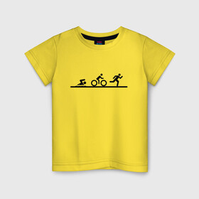 Детская футболка хлопок с принтом Троеборье в Новосибирске, 100% хлопок | круглый вырез горловины, полуприлегающий силуэт, длина до линии бедер | ironman | tri | triathlon | бег | велосипед | велоспорт | выносливость | мультиспорт | плавание | сила | скорость | спорт | три | триатлон | троеборье | цикличный