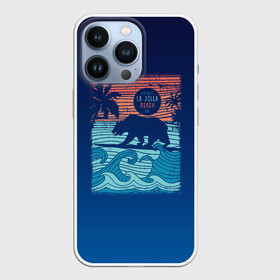 Чехол для iPhone 13 Pro с принтом Медведь на серфинге в Новосибирске,  |  | волны | закат | медведь | море | океан | отдых | отпуск | пальмы | серфинг