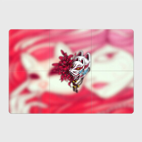Магнитный плакат 3Х2 с принтом Японская маска лисы в Новосибирске, Полимерный материал с магнитным слоем | 6 деталей размером 9*9 см | Тематика изображения на принте: аниме | бубенчик | демон | лилия | лиса | маска | японская