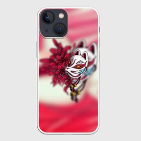 Чехол для iPhone 13 mini с принтом Японская маска лисы в Новосибирске,  |  | аниме | бубенчик | демон | лилия | лиса | маска | японская
