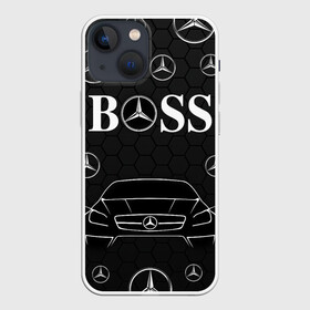 Чехол для iPhone 13 mini с принтом BOSS MERCEDES BENZ в Новосибирске,  |  | amg | auto | car | logo | mercedes | mercedes benz | mercedes c | mercedes e | mercedes s | sport car | авто | автомобиль | амг | гелендваген | лого | мерс | мерседес | соты. | спорт | черный