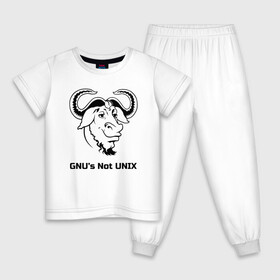 Детская пижама хлопок с принтом GNU’s Not UNIX в Новосибирске, 100% хлопок |  брюки и футболка прямого кроя, без карманов, на брюках мягкая резинка на поясе и по низу штанин
 | gnu | linux | not unix | programming | гну | линукс | программист | сисадмин | системный администратор