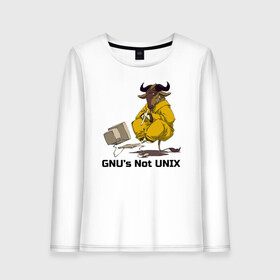 Женский лонгслив хлопок с принтом GNU’s Not UNIX в Новосибирске, 100% хлопок |  | gnu | linux | not unix | programming | гну | линукс | программист | сисадмин | системный администратор