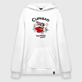 Худи SuperOversize хлопок с принтом Cuphead на самолёте в Новосибирске, 70% хлопок, 30% полиэстер, мягкий начес внутри | карман-кенгуру, эластичная резинка на манжетах и по нижней кромке, двухслойный капюшон
 | Тематика изображения на принте: cuphead | cuphead and mugman | dont deal with the devil | игры | капхед | самолёт | чашеголовый