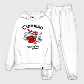 Мужской костюм хлопок OVERSIZE с принтом Cuphead на самолёте в Новосибирске,  |  | cuphead | cuphead and mugman | dont deal with the devil | игры | капхед | самолёт | чашеголовый