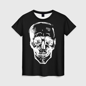 Женская футболка 3D с принтом Скетч Черепа в Новосибирске, 100% полиэфир ( синтетическое хлопкоподобное полотно) | прямой крой, круглый вырез горловины, длина до линии бедер | sketch | skull | набросок | полосы | рисунок карандашом | скелет | чб | черно белое