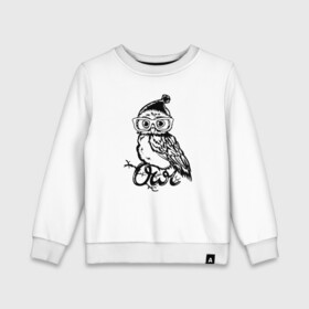 Детский свитшот хлопок с принтом Совушка на ветке в Новосибирске, 100% хлопок | круглый вырез горловины, эластичные манжеты, пояс и воротник | owl | owls | сова | совушка | совы | филин | фраза | юмор