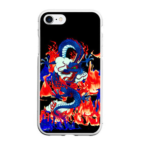 Чехол для iPhone 7/8 матовый с принтом Огненный Дракон в Новосибирске, Силикон | Область печати: задняя сторона чехла, без боковых панелей | akatsuki | beast | dragon | fire | акацуки | дракон | животные | зверь | змей | когти | облако | огонь | узор | чб | японский