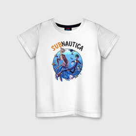 Детская футболка хлопок с принтом Sabnautica в Новосибирске, 100% хлопок | круглый вырез горловины, полуприлегающий силуэт, длина до линии бедер | sabnautica | ласка | морской император | пискун | рыба пузырь | сабнавтика | сабнатика