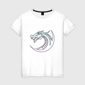 Женская футболка хлопок с принтом Скандинавский символ дракона в Новосибирске, 100% хлопок | прямой крой, круглый вырез горловины, длина до линии бедер, слегка спущенное плечо | amulet | draco | dragon | nord | symbol | talisman | viking | амулет | великий змей | викинги | драго | нидхёгг | норд | оберег | скандинавия | талисман | фафнир | хвергельмир | хранитель мудрости