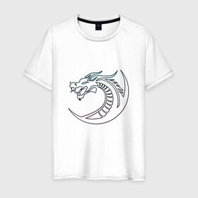 Мужская футболка хлопок с принтом Скандинавский символ дракона в Новосибирске, 100% хлопок | прямой крой, круглый вырез горловины, длина до линии бедер, слегка спущенное плечо. | amulet | draco | dragon | nord | symbol | talisman | viking | амулет | великий змей | викинги | драго | нидхёгг | норд | оберег | скандинавия | талисман | фафнир | хвергельмир | хранитель мудрости